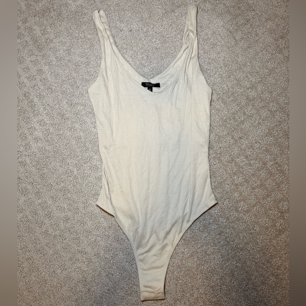 Cream Ribbed Bodysuit Size Small